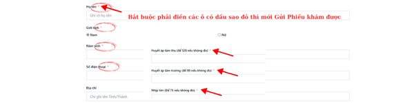 Điền thông tin khám bệnh